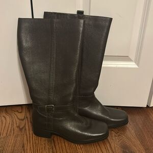 COMFORTVIEW TALLCALF DONNA Leather Zip Knee Boots 10M Wide Shaft NWOT